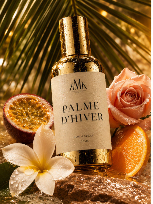 PALME D’HIVER KMK PARIS — ambiance Palm Beach, agrumes, rose et lumière dorée